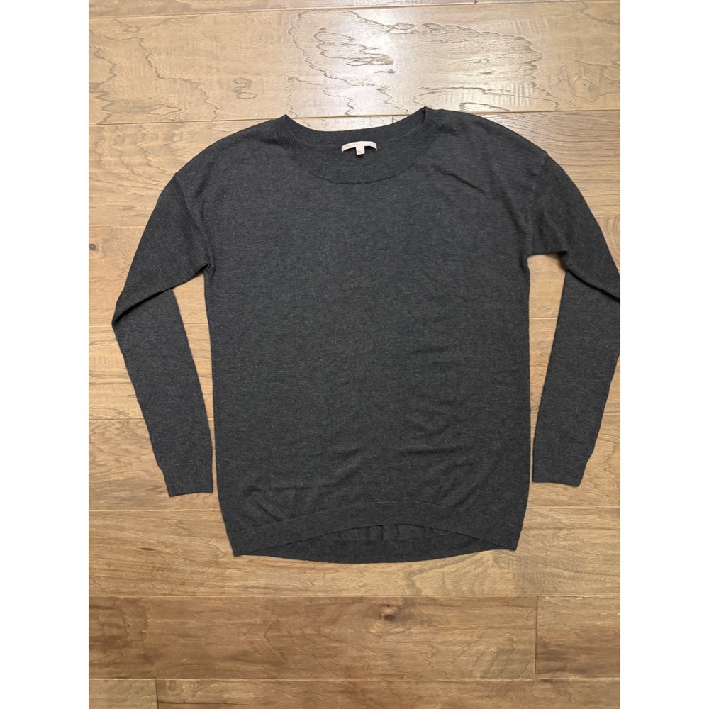 Gap Sweater Women M Tall Gray Wool Blend Solid Tunic Relaxed Crew Neck Casual